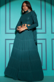 Peacock Blue Georgette Lehenga With Sequins Work For Diwali