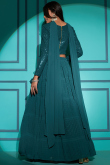 Peacock Blue Georgette Lehenga With Sequins Work For Diwali