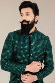 Peacock Blue Georgette Men Sherwani