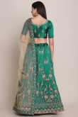 Peacock Blue Taffeta Silk Embroidered Lehenga