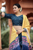 Peacock Blue Taffeta Silk Sequins Embroidered Flared Lehenga 