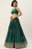 Peacock Green Georgette Embroidered Lehenga for Wedding & Party