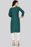 Peacock Green Rayon Straight Cut Kurti 