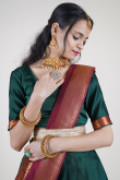 Peacock Green Weaved Zari Silk South Indian Style Lehenga