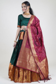 Peacock Green Weaved Zari Silk South Indian Style Lehenga