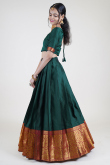 Peacock Green Weaved Zari Silk South Indian Style Lehenga