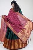 Peacock Green Weaved Zari Silk South Indian Style Lehenga