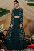 Peacock Green Wedding Wear Silk Lehenga Choli With Jacket