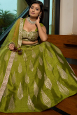 Pear Green Art Silk Embroidered A-Line Lehenga Choli