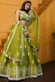 Pear Green Art Silk Embroidered A Line Lehenga 