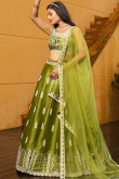 Pear Green Art Silk Embroidered A Line Lehenga 