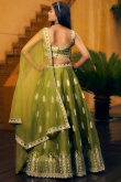 Pear Green Art Silk Embroidered A Line Lehenga 