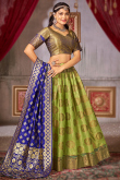 Pear Green Art Silk Zari Weaved Flared Style Lehenga 