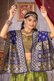 Pear Green Art Silk Zari Weaved Flared Style Lehenga 