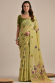Pear Green Cotton Weaved Thread Light Weight Saree