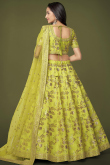 Pear Green Embroidered Silk Mehndi Lehenga Choli 