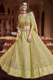 Pear Green Georgette Embroidered Mehndi Lehenga