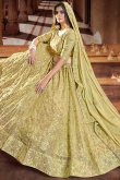 Pear Green Georgette Embroidered Mehndi Lehenga