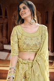 Pear Green Georgette Embroidered Mehndi Lehenga