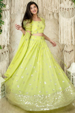 Pear Green Georgette Lehenga With Zari Work For Mehndi