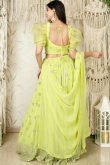 Pear Green Georgette Lehenga With Zari Work For Mehndi