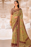 Pear Green Georgette Saree With Weaved Thread For Festival