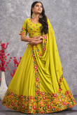 Pear Green Georgette Sequins Embroidered Lehenga