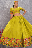 Pear Green Georgette Sequins Embroidered Lehenga