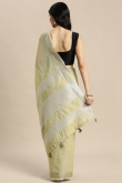 Pear Green Linen Saree with Woven Zari Work for New Year
