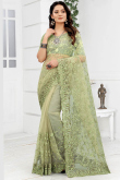 Pear Green Net Embroidered Saree