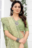 Pear Green Net Embroidered Saree