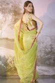 Pear Green Net Embroidered Shimmer Saree