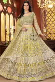 Pear Green Net Lehenga With Sequins Work For Wedding
