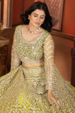Pear Green Net Lehenga With Sequins Work For Wedding
