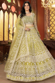 Pear Green Net Lehenga With Sequins Work For Wedding