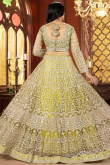 Pear Green Net Lehenga With Sequins Work For Wedding