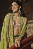 Pear Green Silk Embroidered Indo Western Dhoti Suit