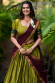 Pear Green Silk Flared Style Weaved Lehenga