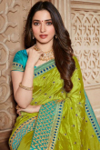 Pear Green Silk Saree With Banglori Silk Blouse