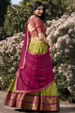 Pear Green Silk Woven Zari A-line style Lehenga