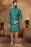 Persian Green Brocade Embroidered Men Sherwani