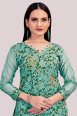 Persian Green Chanderi Silk Embroidered Churidar Suit