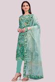 Persian Green Chanderi Silk Embroidered Churidar Suit