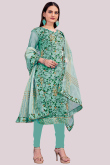Persian Green Chanderi Silk Embroidered Churidar Suit