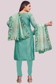 Persian Green Chanderi Silk Embroidered Churidar Suit
