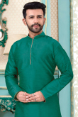 Persian Green Dupion Silk Men Kurta With Dhoti