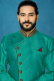 Persian Green Dupion Silk Men's Sherwani