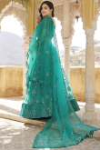 Persian Green Embroidered Net Flared Style Lehenga