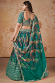 Persian Green Georgette Printed Flared Lehenga