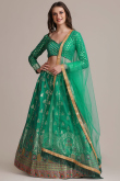 Lehenga in Jacquard Persian Green for Sangeet